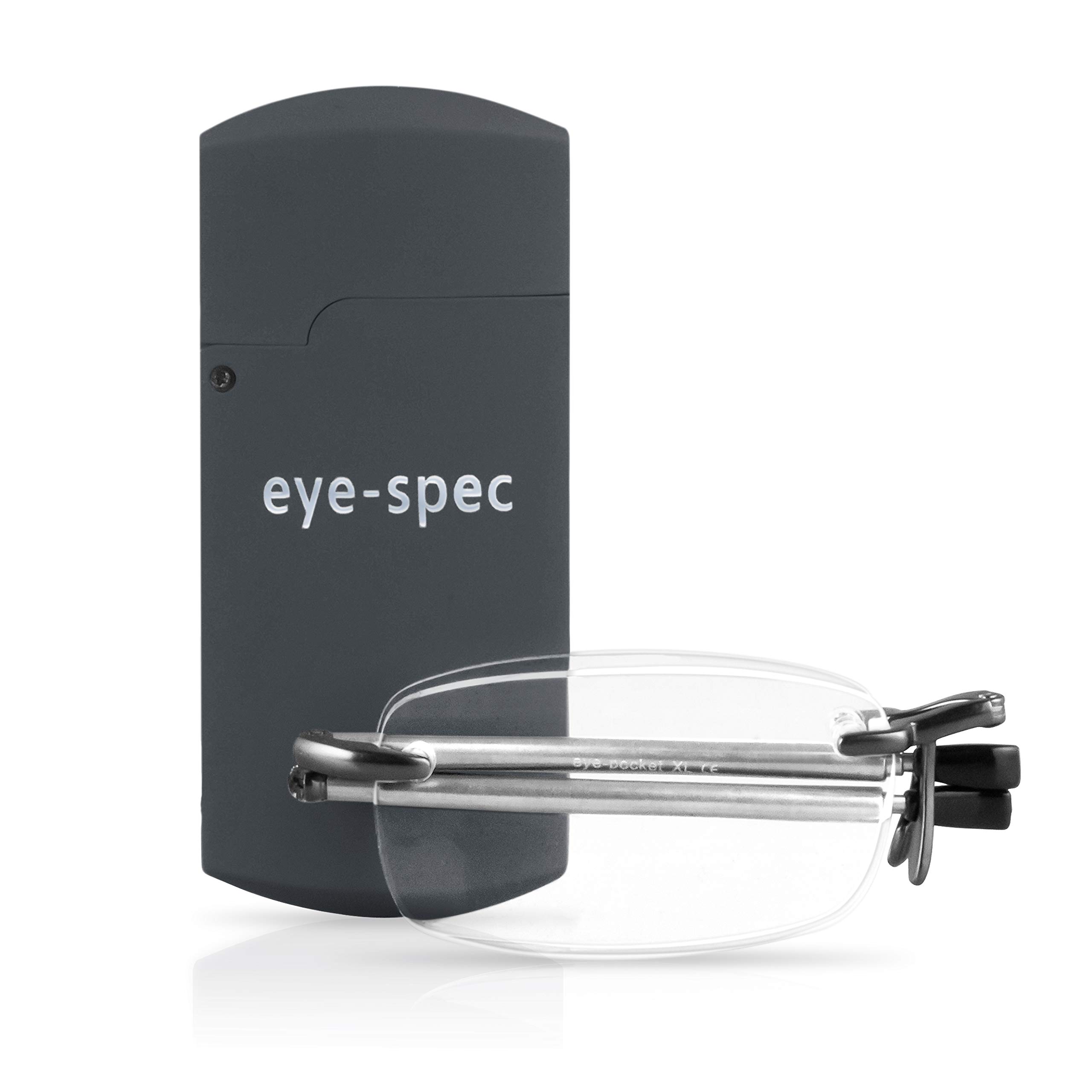 eye-spec Lunettes de lecture pliables compactes sans monture avec mini-boîtier couleur graphite | Design pliable ultra-léger