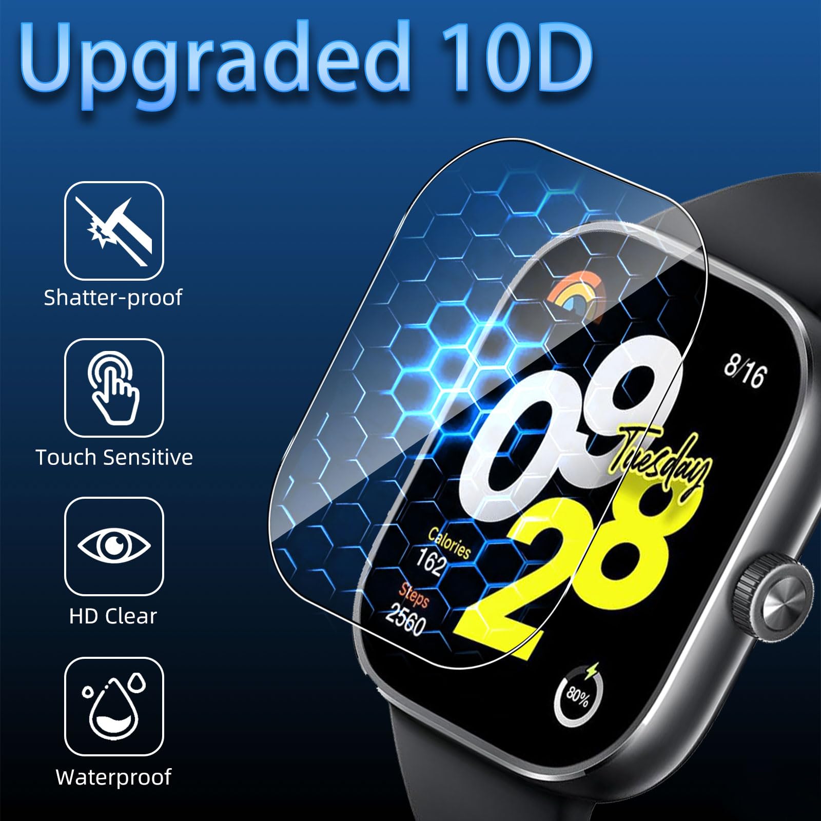 Set di 4 pellicole proteggi schermo per Smartwatch in vetro