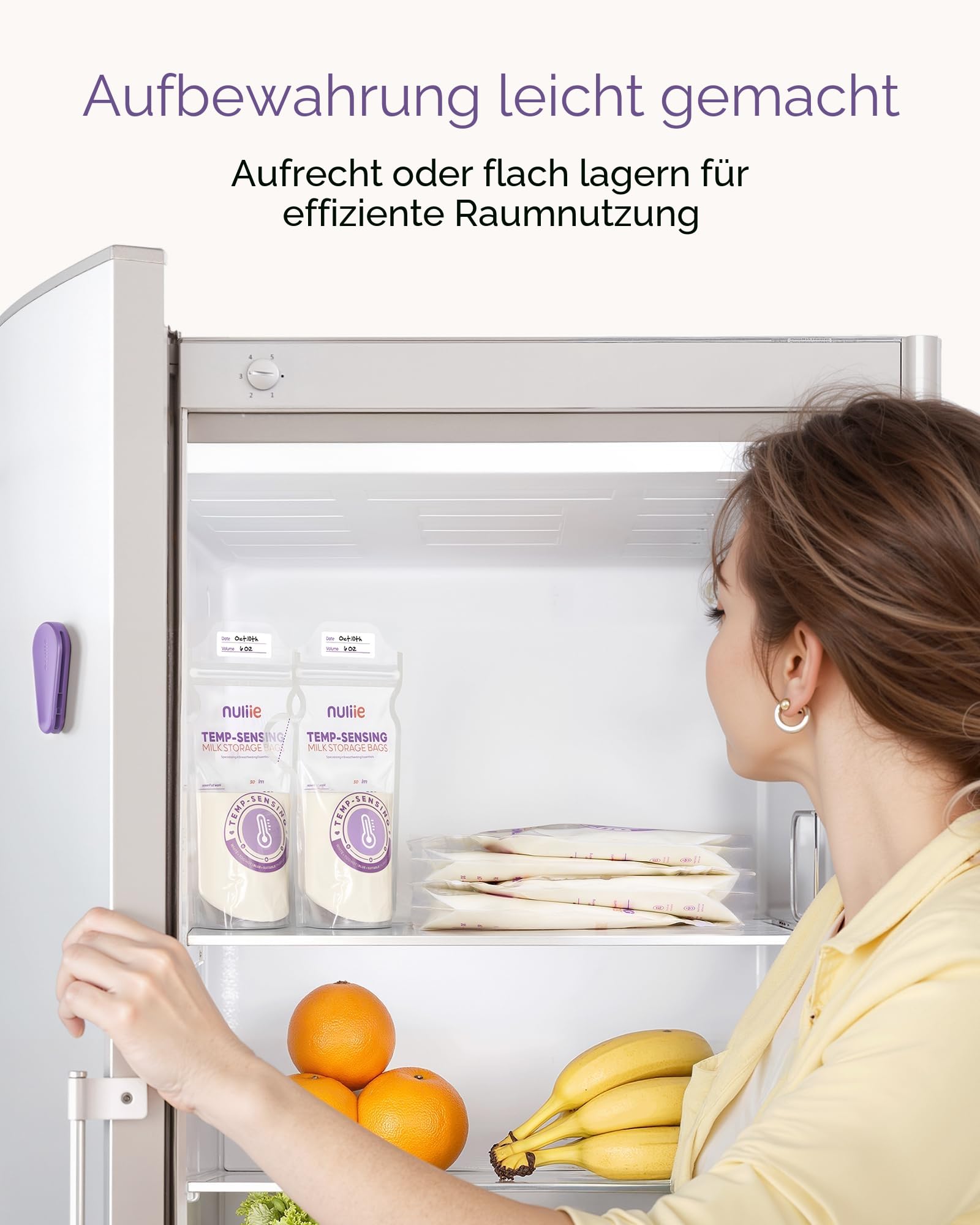 Nuliie 240 Stück Temp-Sensing Muttermilch Aufbewahrungstasche mit Verriegelungsklemme, 170 ml Muttermilch Aufbewahrungsbeutel Gefrierschrank mit Ausgießer, Milch Aufbewahrungsbeutel Muttermilch mit