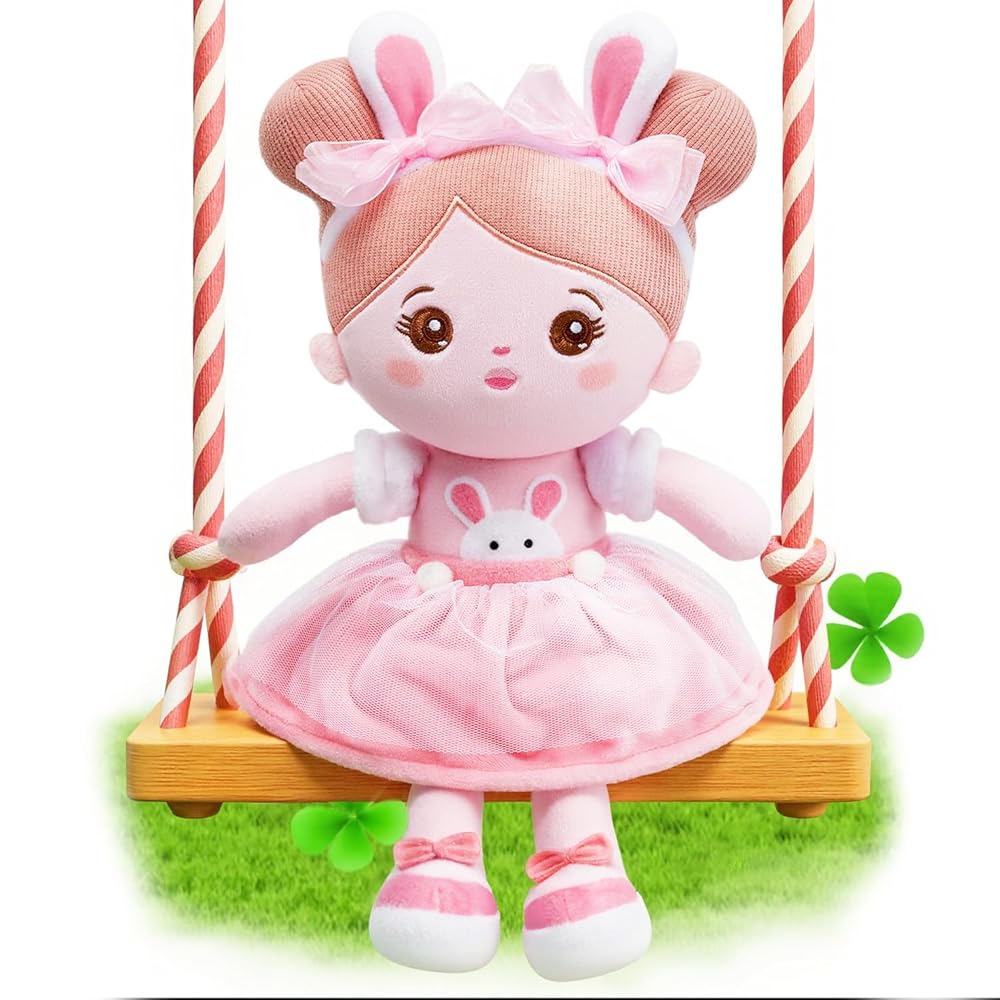 OUOZZZ 12.6 Soft Baby Doll Toys for 1 + Year Old Girl Gifts - Easter Gifts Bunny Plush for Kids Easter Toys Decorations Basket Stuffers for Toddlers Infants