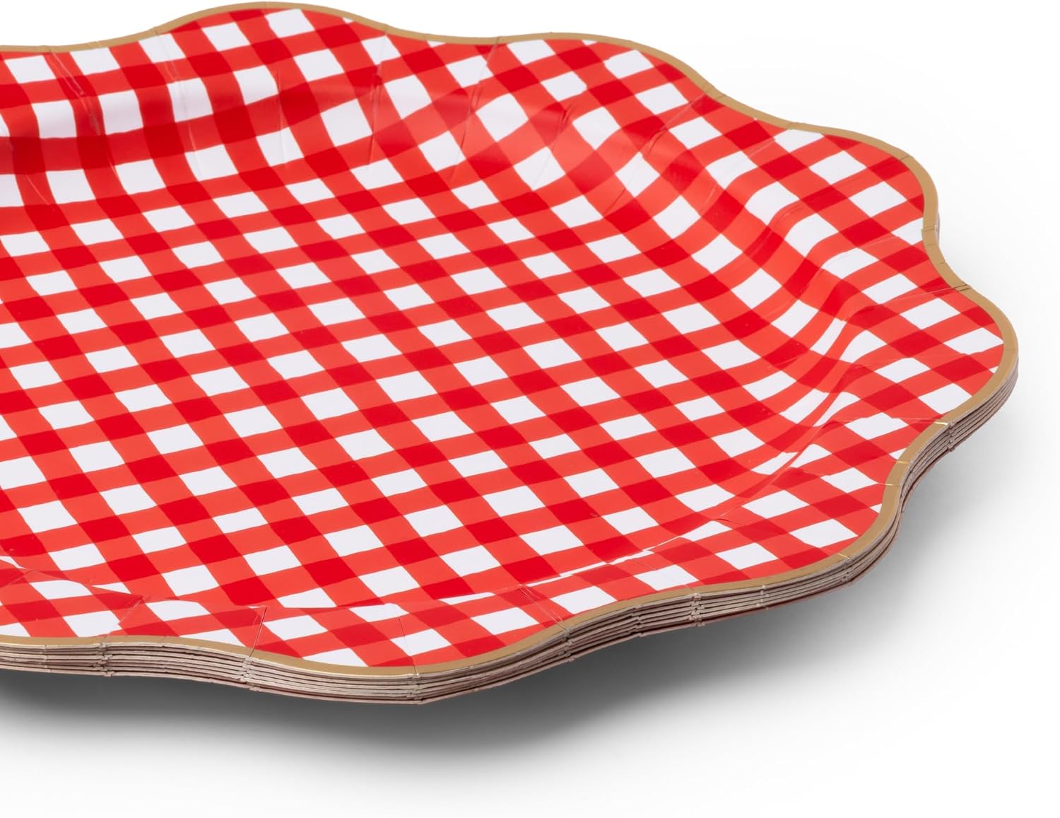 Bonjour Fête Elegant Cherry Red Gingham Paper Party Dinner Plates | Premium Party Supplies | Perfect for Christmas, 4th of July, Valentine's Day, & Special Occasions | Pack of 8, 11" D - Image 2