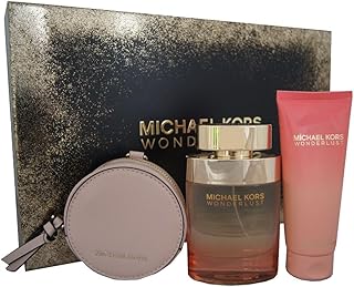 Michael Kors Wonderlust 3 Pieces Gift Set for Women, (3.4 Ounce Eau de Parfum Spray + 3.4 Ounce Body Lotion + A Round Purse)