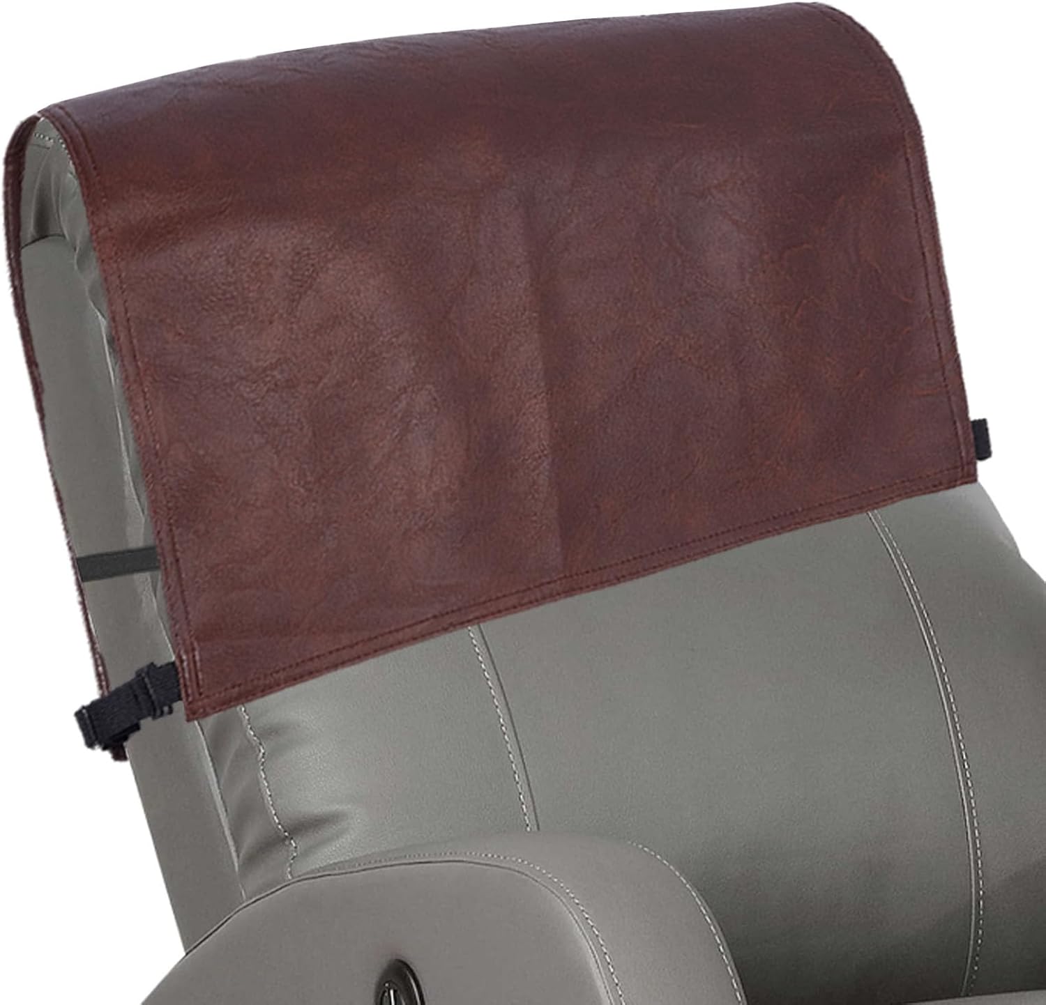 NICENEEDED Headrest Cover for Recliner Chair, Recliner Headrest Protector Faux Leather Headrest Cover 17 x 27 Inch (Coffee)