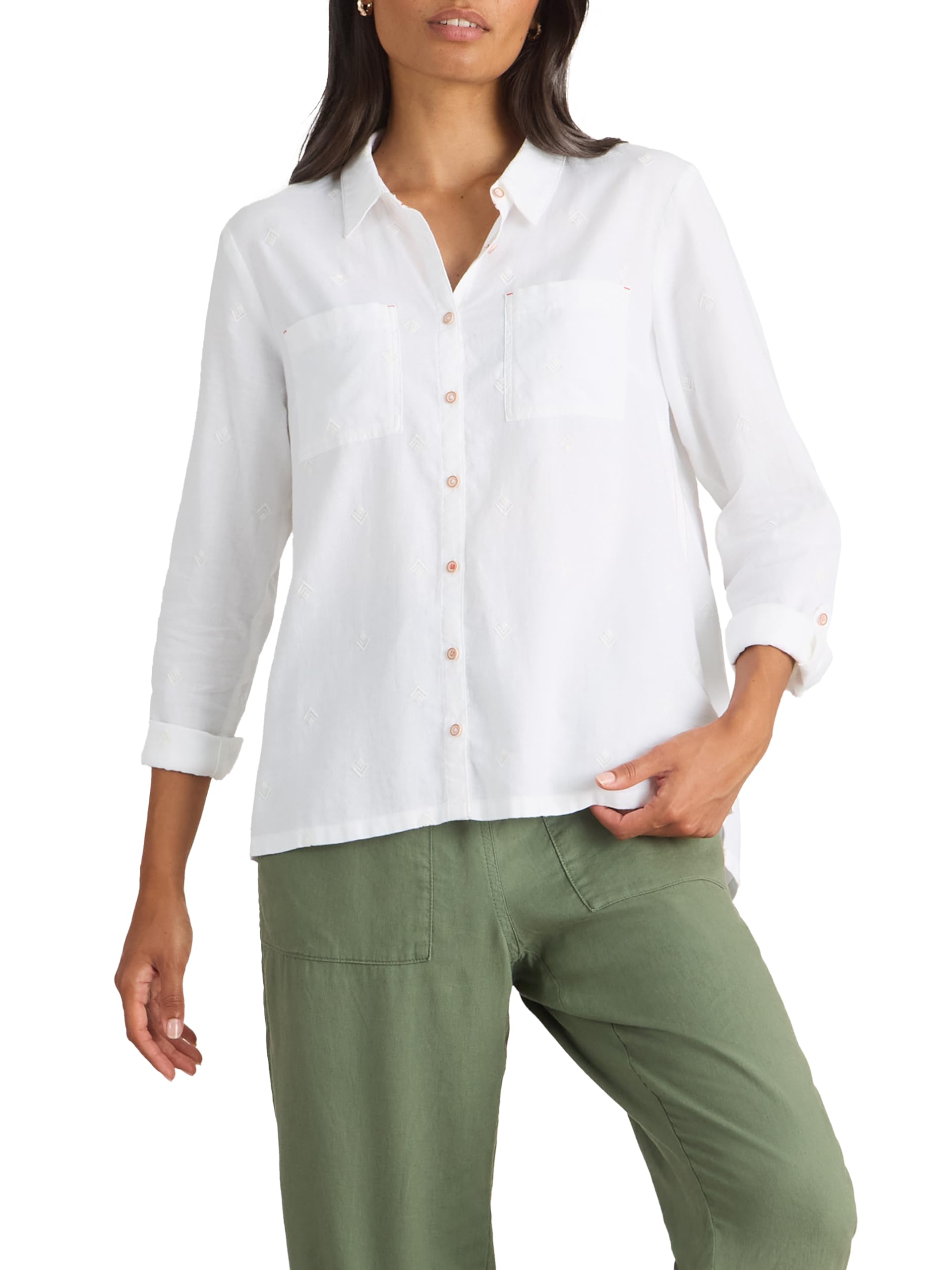 White Stuff Sophie Bio-Baumwollhemd - Normale Passform, Baumwollgewebe mit Knopfverschluss