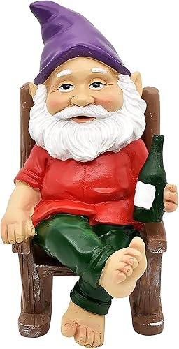 Miniatura 2 de nezababy Gnomo de jardín divertido, estatuas para exteriores, escultura traviesa, decoración inapropiada para beber cerveza, mecedora, gnomo para