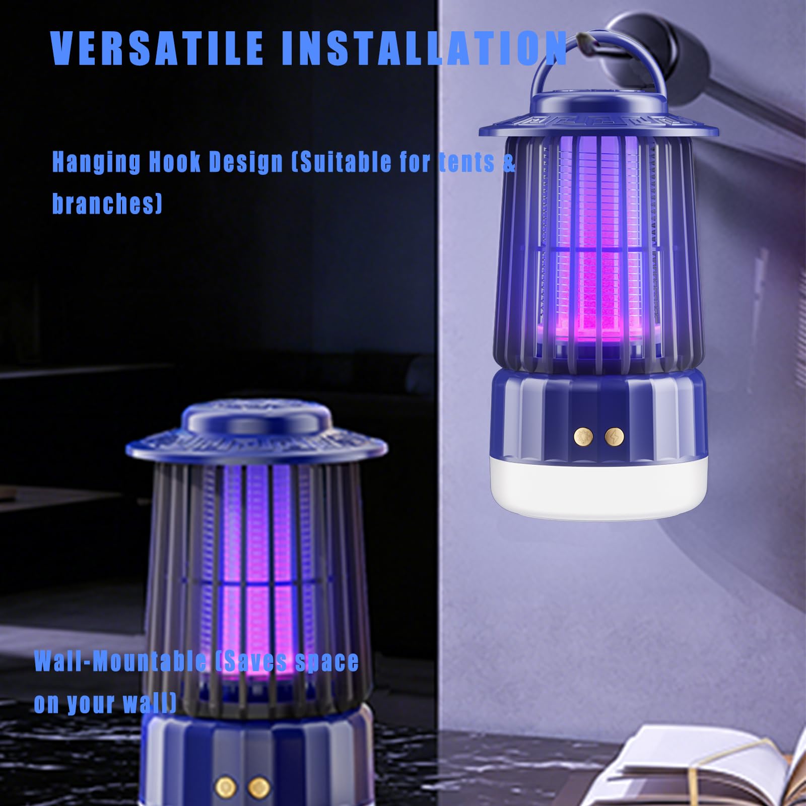 Mosquito Killer Lamp,2-in-1 Electric Bug Zapper with Night Light,360° UV Light Attracts Flying Insects,USB Rechargeable Mosquito Trap for Bedroom,Kitchen,Office,Garden,Camping and More - Image 6
