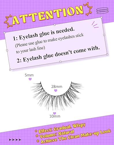 Miniatura 8 de Onlyall Pestañas naturales naturales pestañas postizas pestañas postizas rizadas en C, pestañas postizas de 0.472 in, 7 pares D30