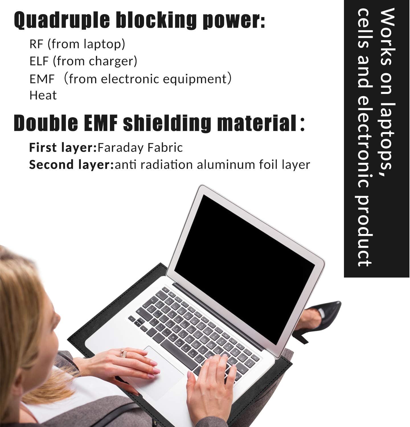 Laptop EMF Radiation Protection pad, Anti-Radiation Laptop, EMF Blocker & Heat Blocker - Anti Radiation Lapdesk 5g Protector Lapdesk 12''*16''