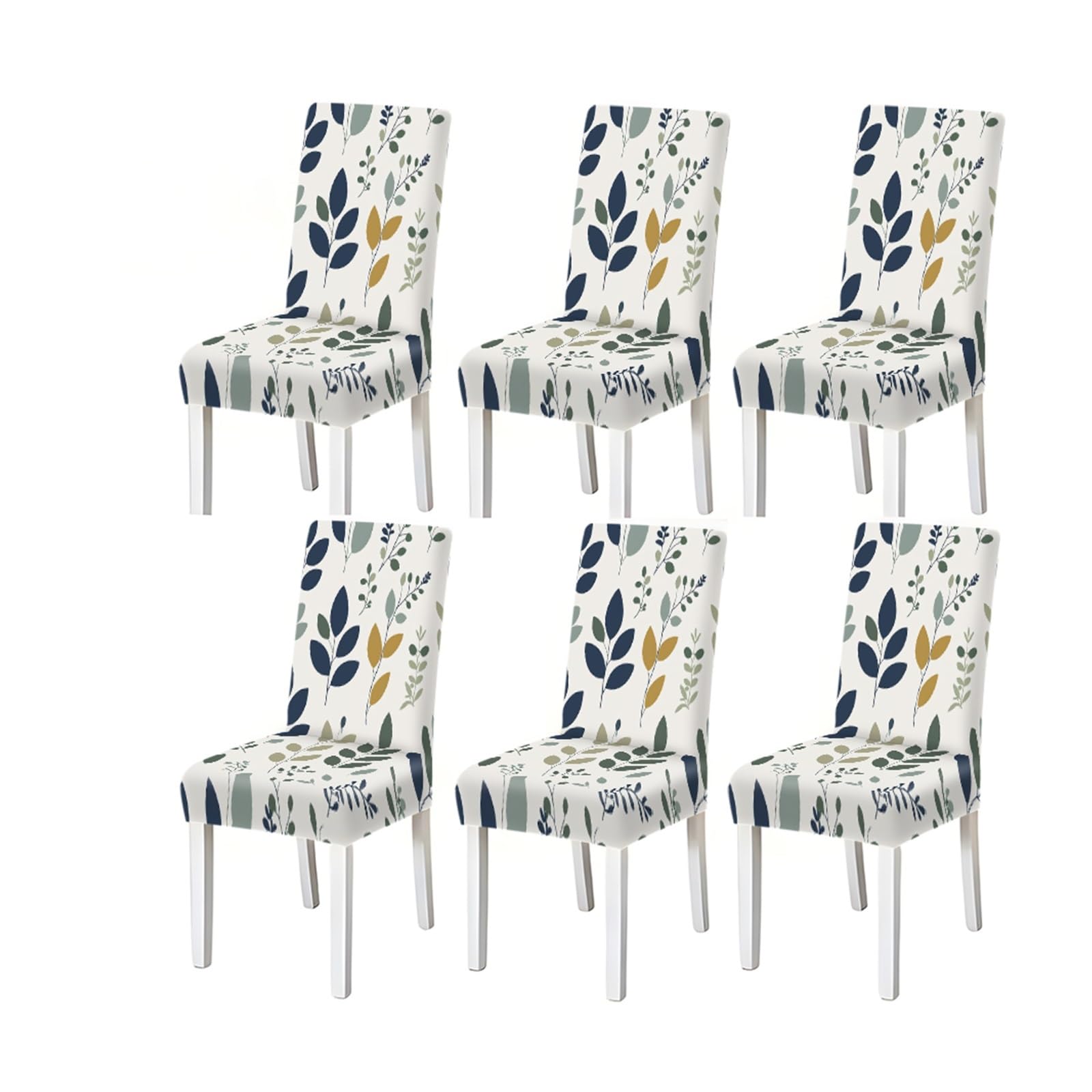 Kxuauv One Color Multicolor Eucalyptus Leaf Botanical Pattern Print Dining Chair Covers Set Of 2/4/6, Stretch Slipcovers For Kitchen Dining Room Seat Protectors For Restaurant Hotel Party(6Pcschair Cover)