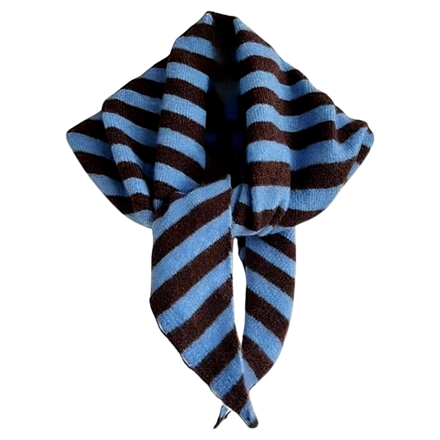Cakeeyum Women's Blue And Brown Cashmere Scarf Soft Warm Triangle Scarf Neckerchief Aesthetic Accessories Streetwear Triangle Shawl, Cashmere Knit Tria