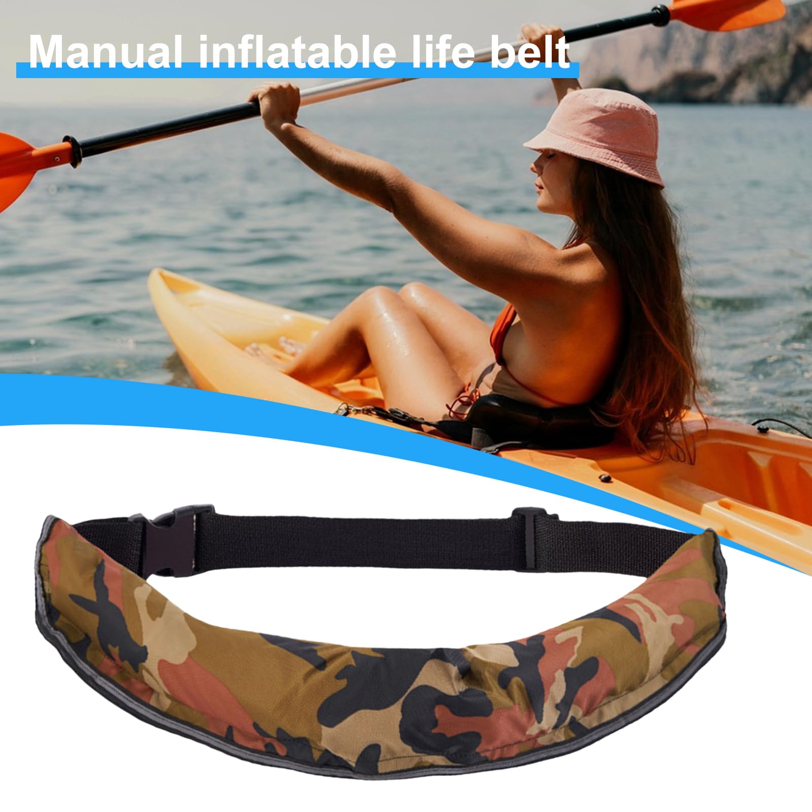 Auftriebshilfe – VFI aufblasbar, verstellbarer reflektierender Gürtel mit Notfallpfeife | Survival-Ausrüstung für Wassersport, Angeln, Bootfahren, Schwimmen, Kajakfahren