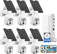 Vista 1 de 2K Solar Powered Security Cameras Wireless Outdoor, No Subscription, 6-Cam Pack, Home Security Camera System, 360° Pan & Tilt