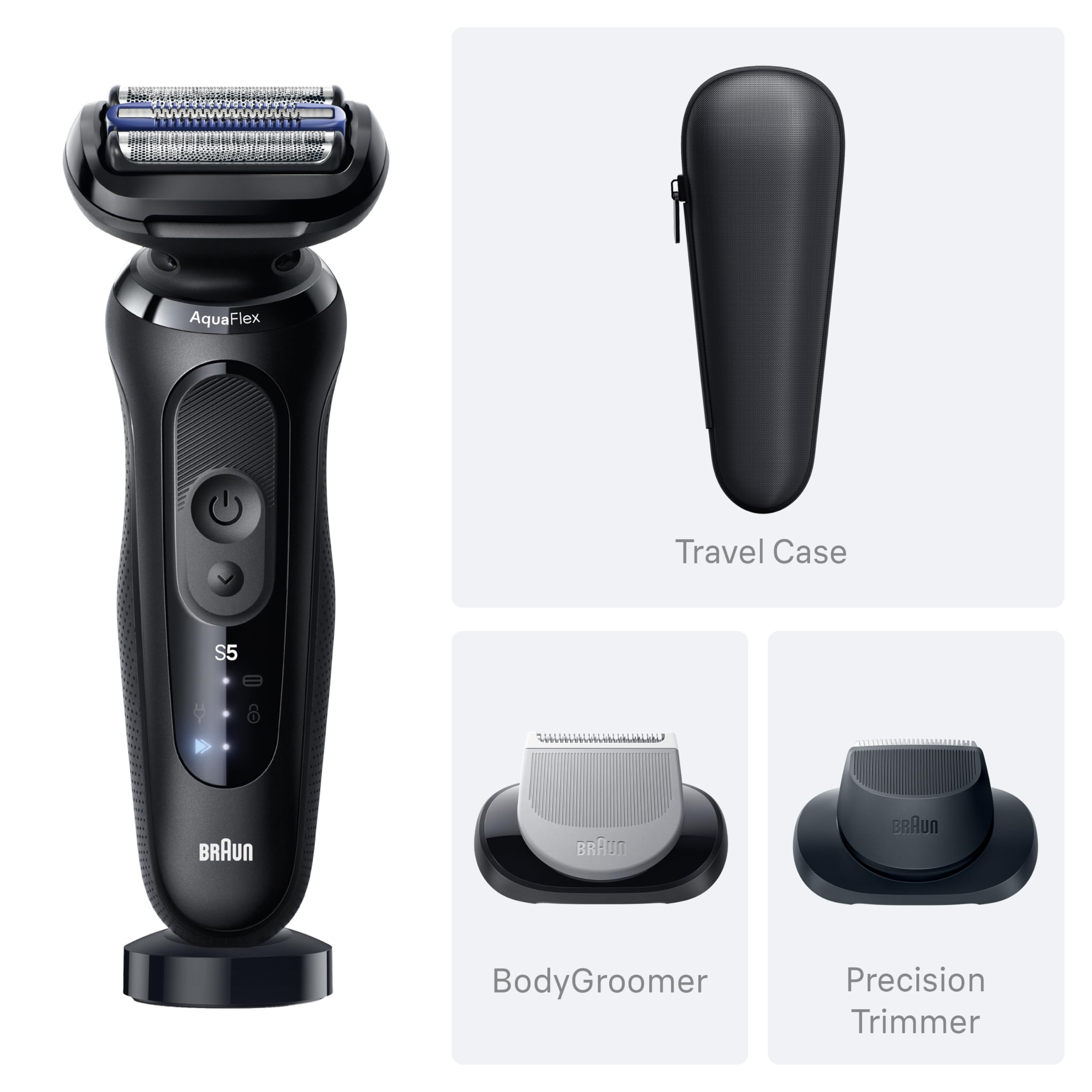 Braun Electric Razor for Men Series 5, Beard Shaver, Electric Shaver with Body Groomer and Travel Case, S5 5155cs