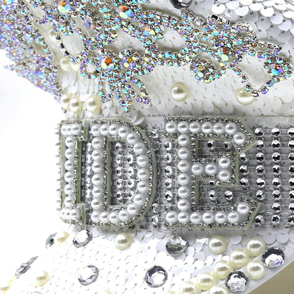 Cappello Sposa Cappello Capitano della Sposa Cappello Marinaio Sergente Cappello Militare con Paillettes Perla con Cappello Scuro Cappello Discoteca con Paillettes per Festa di