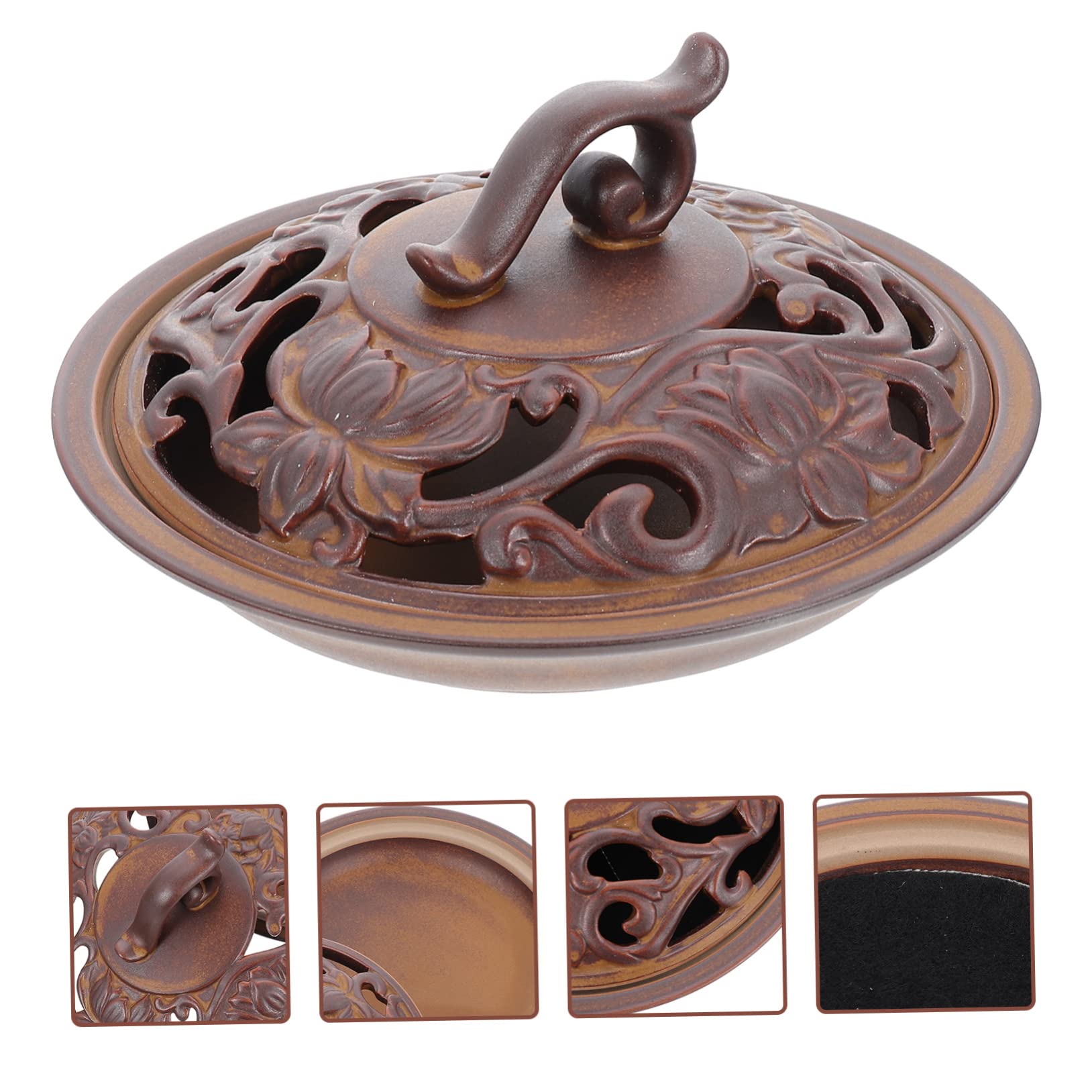 Cabilock Bruciatore Di Incenso Ceramica Retro Incensiere Decorativo Per Casa Ufficio e Spa Atmosfera Artistica Unica Bruciatore Per Aromaterapia e Meditazione Design Elegante Con Effetto