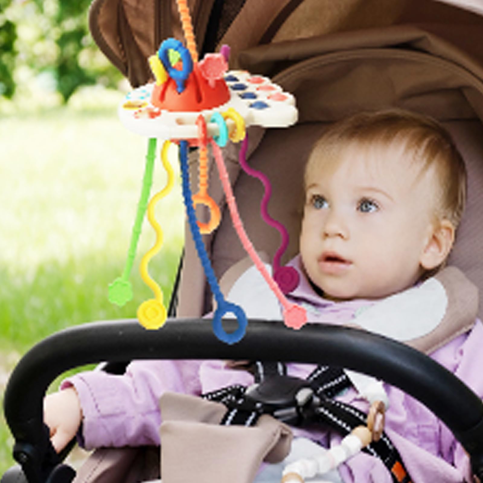 Montessori Sensorik Spielzeug Für Babys Ab 6 Monaten – Zugschnurspiel Mit Silikon-Strings & Flugzeug-Design