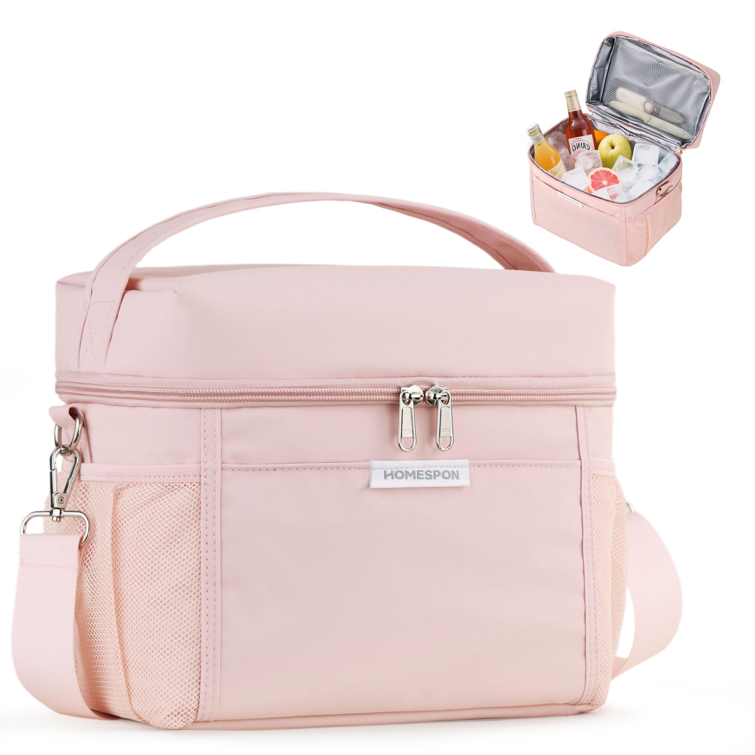 HOMESPON Geïsoleerde lunchtas voor vrouwen, mannen, volwassenen, waterdicht, koeltas, lunchbox, draagtas voor picknick, werk, strand, kamperen en reizen (Medium, Paars