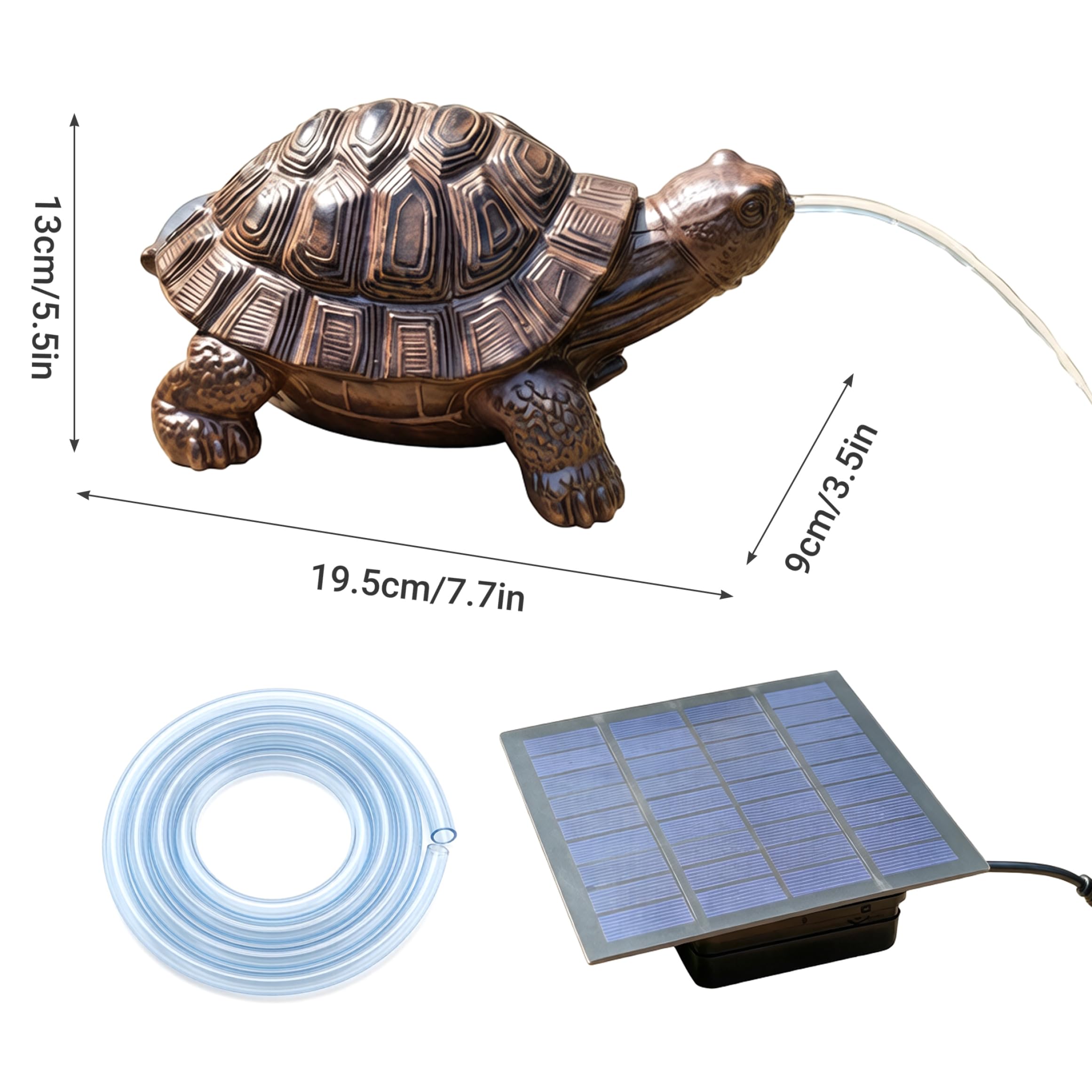 Escupitajo de Libra, escupitajo de Estanque Solar, Fuente de Tortuga de Resina, aireador de Agua con energía Solar para estanques pequeños y decoración de jardín, Adornos de jardín