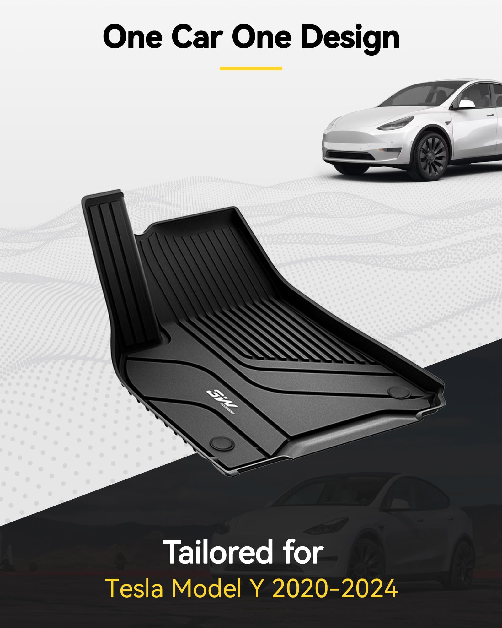 3W dla Tesla Model Y2020-2024 Dywaniki Samochodowe i Maty Bagażnika, Pełen Zestaw 9 Sztuk, Dywany Samochodowe z TPE i Wodoodporne, Akcesoria
