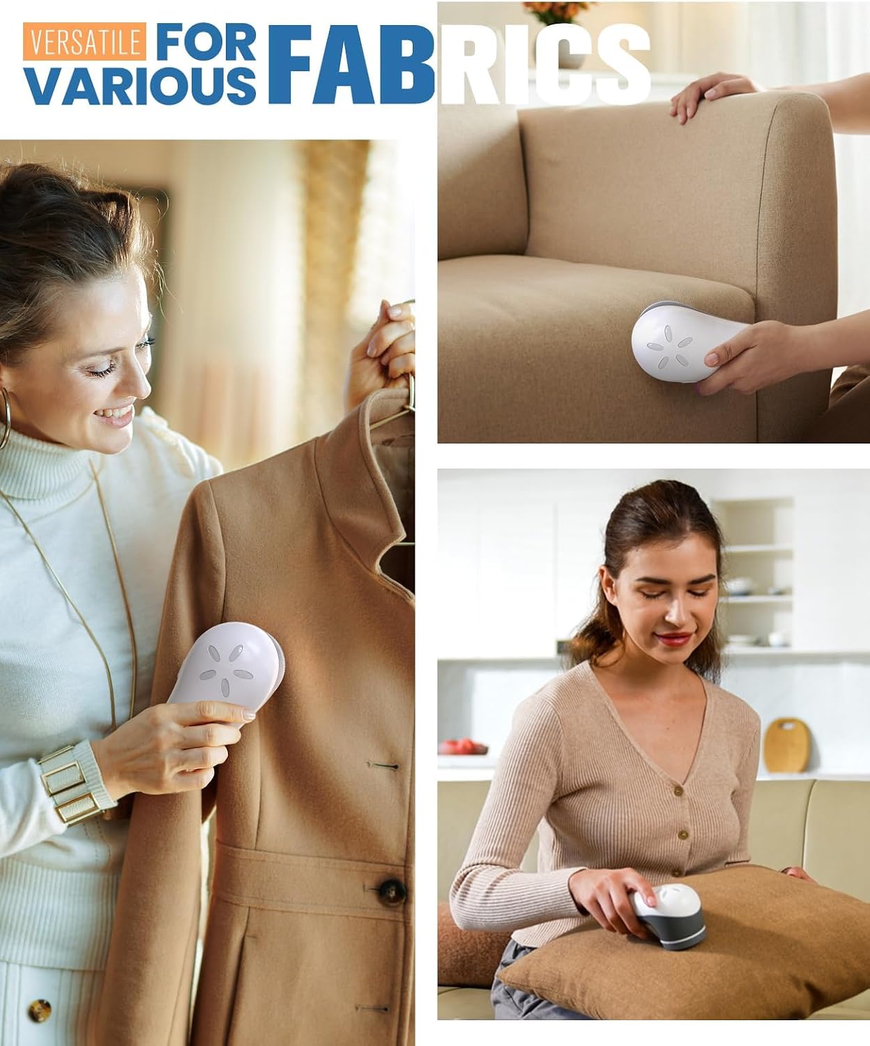 POPCHOSE Fabric Shaver, Lint Shaver for Clothing, Electric Lint Remover with 6-Leaf Blades, Sweater Defuzzer, Clothes Shaver for Couch, Furniture, Blanket, Remove Pilling, USB Rechargeable