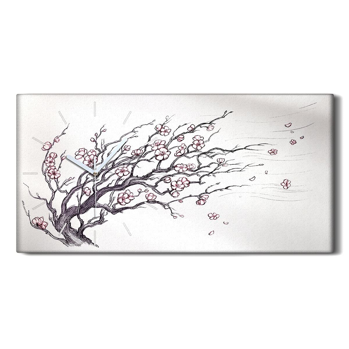 Horloge sur Toile 60x30cm Art Mural Salon et Chambre - Idée Déco Moderne et Silencieuse