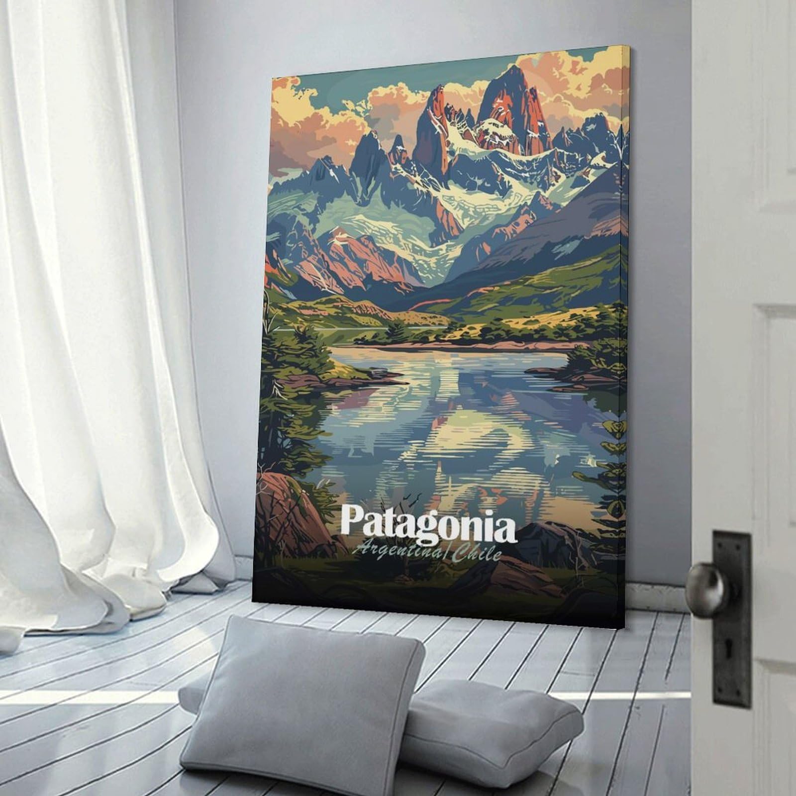 Junmoney Patagonia Landscape Art Print Wall Art Print 24x36inch(60x90cm), for Hallway, Entryway Or Landing, Wall Decor to Refresh Empty Corners, for Cosy Room Updates