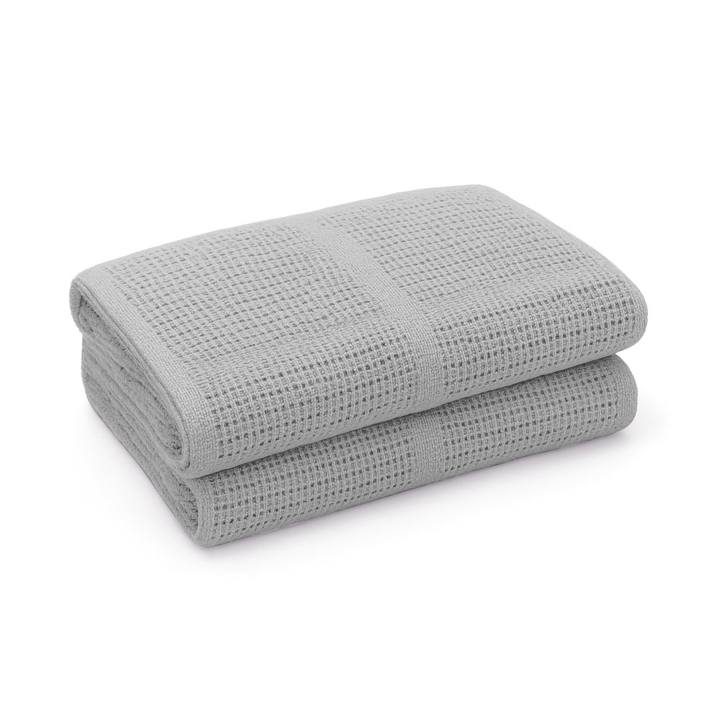 2 Pack Cellular Baby Thermal Blanket 100x75 cm | Soft Breathable Cotton | For Newborn Crib, Cot Bed, Pram, Car Seat, Moses Basket, Travel Cot (Grey)