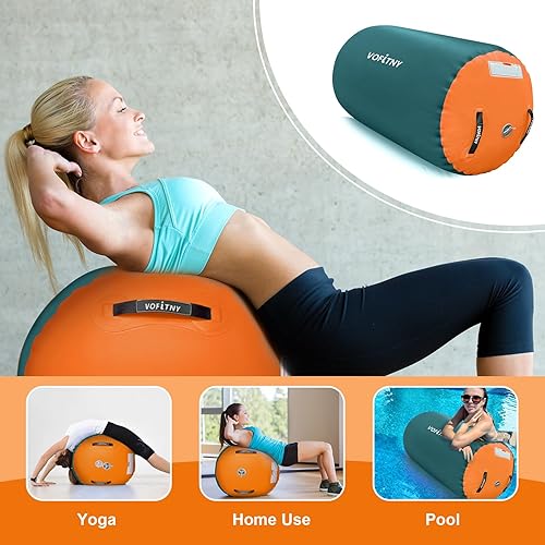 Miniatura 59 de VOFiTNY Gimnasia Equipo de Tumbling Air Barrel Inflable Octágono Vaso Roller Back Bend Trainer Chearleeding Mat Sin Bomba Menta nopump