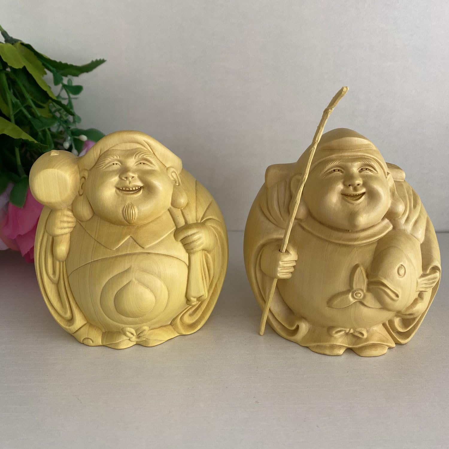 Amazon｜【dsdsad】大開運 恵比寿 大黒天 高さ10㎝ 七福神 仏像 木彫り 
