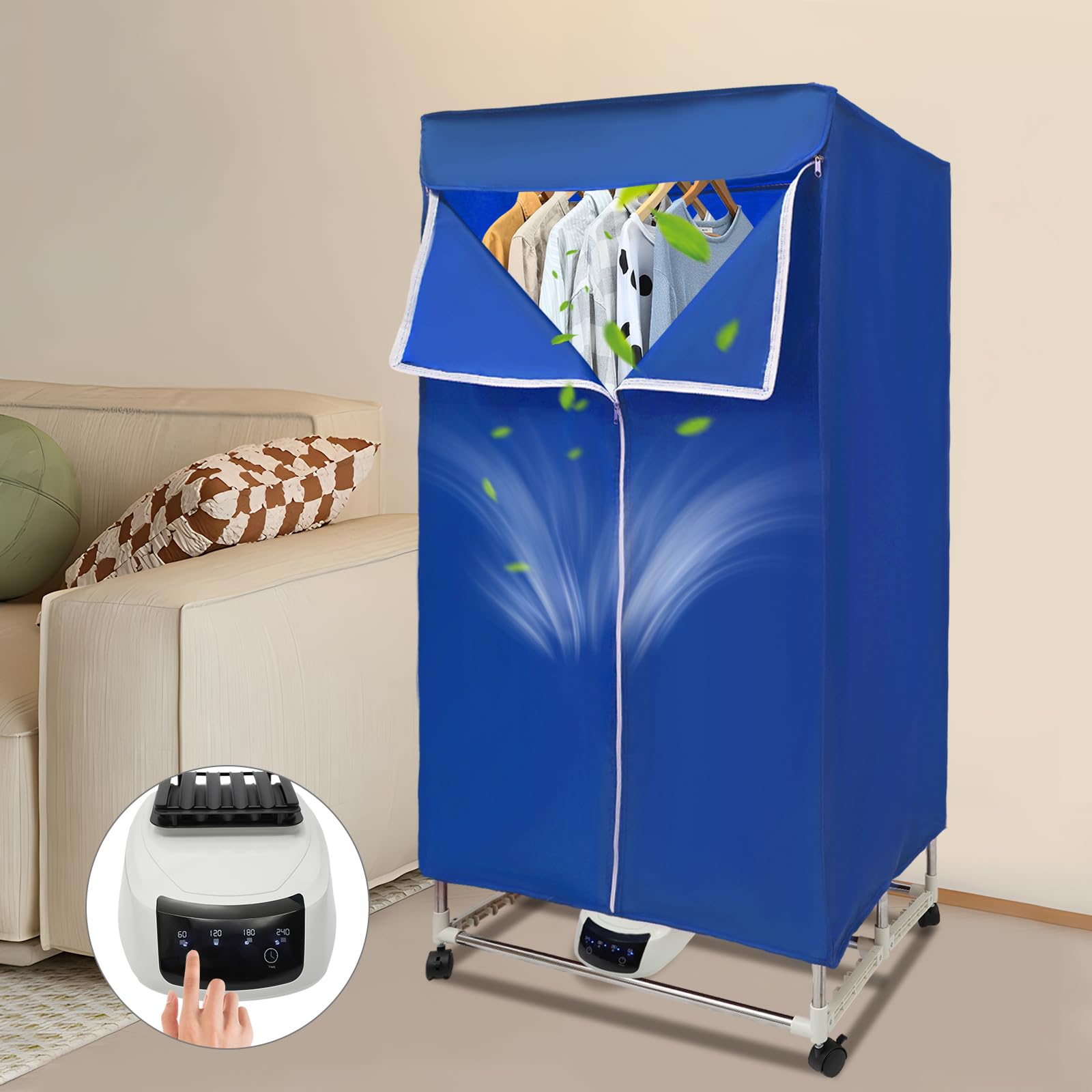 Faltbarer Wäschetrockner Blauer Wäschetrockner EU Norm Wäschetrockners Touchscreen Wäschetrockners Musterloser Trockner Für Badezimmer