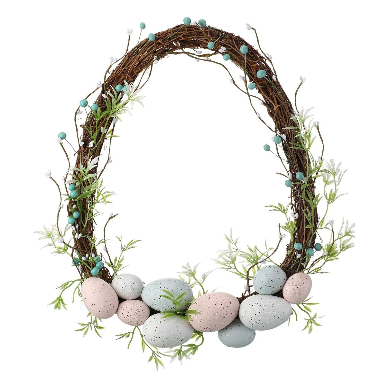 Colorful Easter Wreath with Simulated Eggs and Flower Garland for Festival Home Party Decorating Easter Wreath