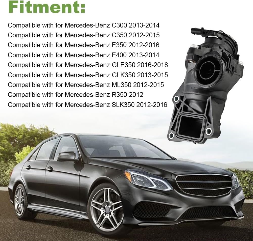 WMPHE Engine Coolant Thermostat Housing Assembly Compatible with Mercedes-Benz C300 C350 E350 R350 E400 GLE350 GLK350 ML350 SLK350 2012-2018 Replacement For 2762000515 A2762000115 902-5844
