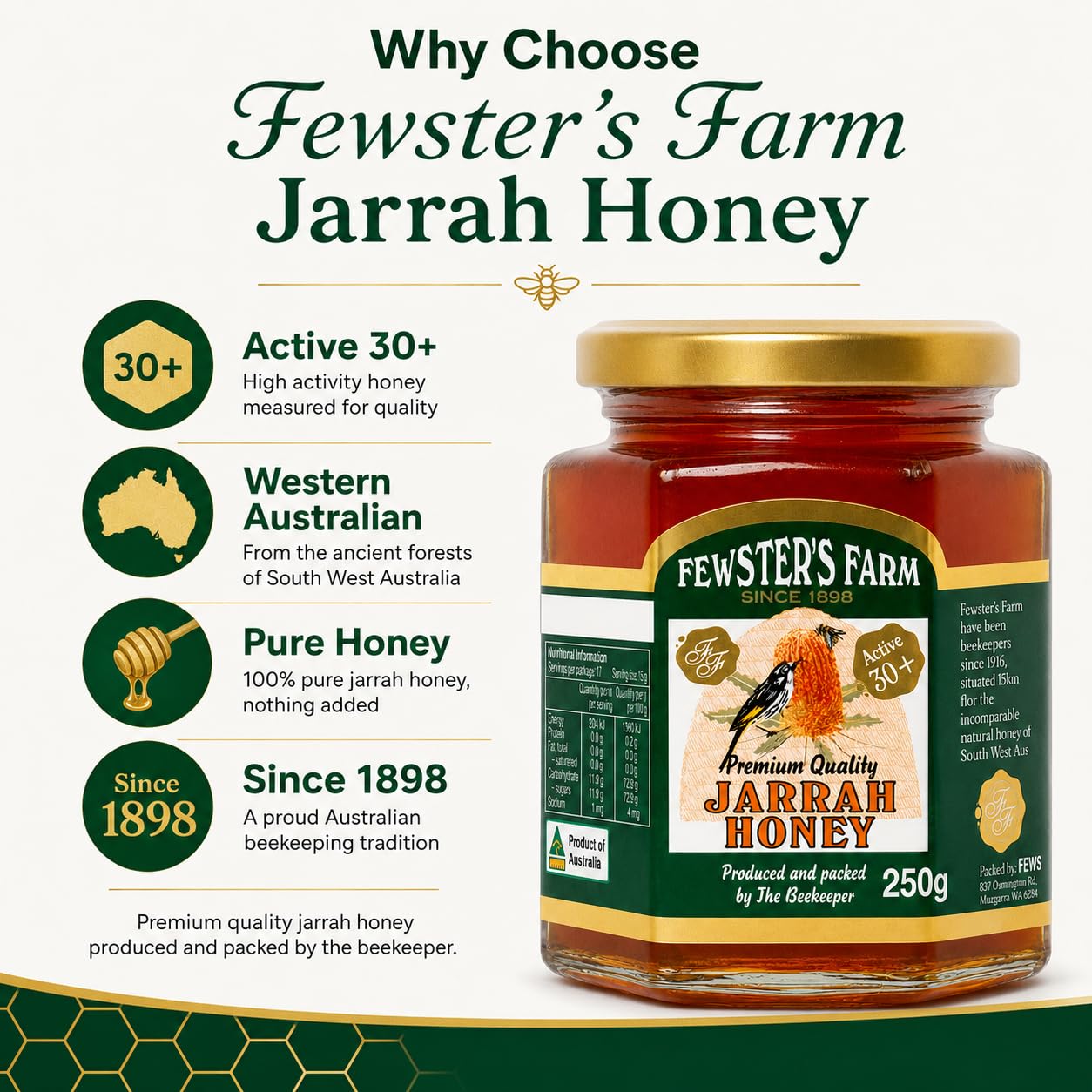 Amazon.com : Jarrah Honey TA 30+ - 250 g / 8.8 oz Jarrah Honey is