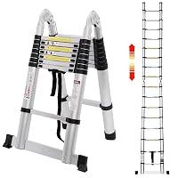 5m Teleskopleiter Aluminium 2,5m+2,5m mit Stabilisator Teleskopleiter