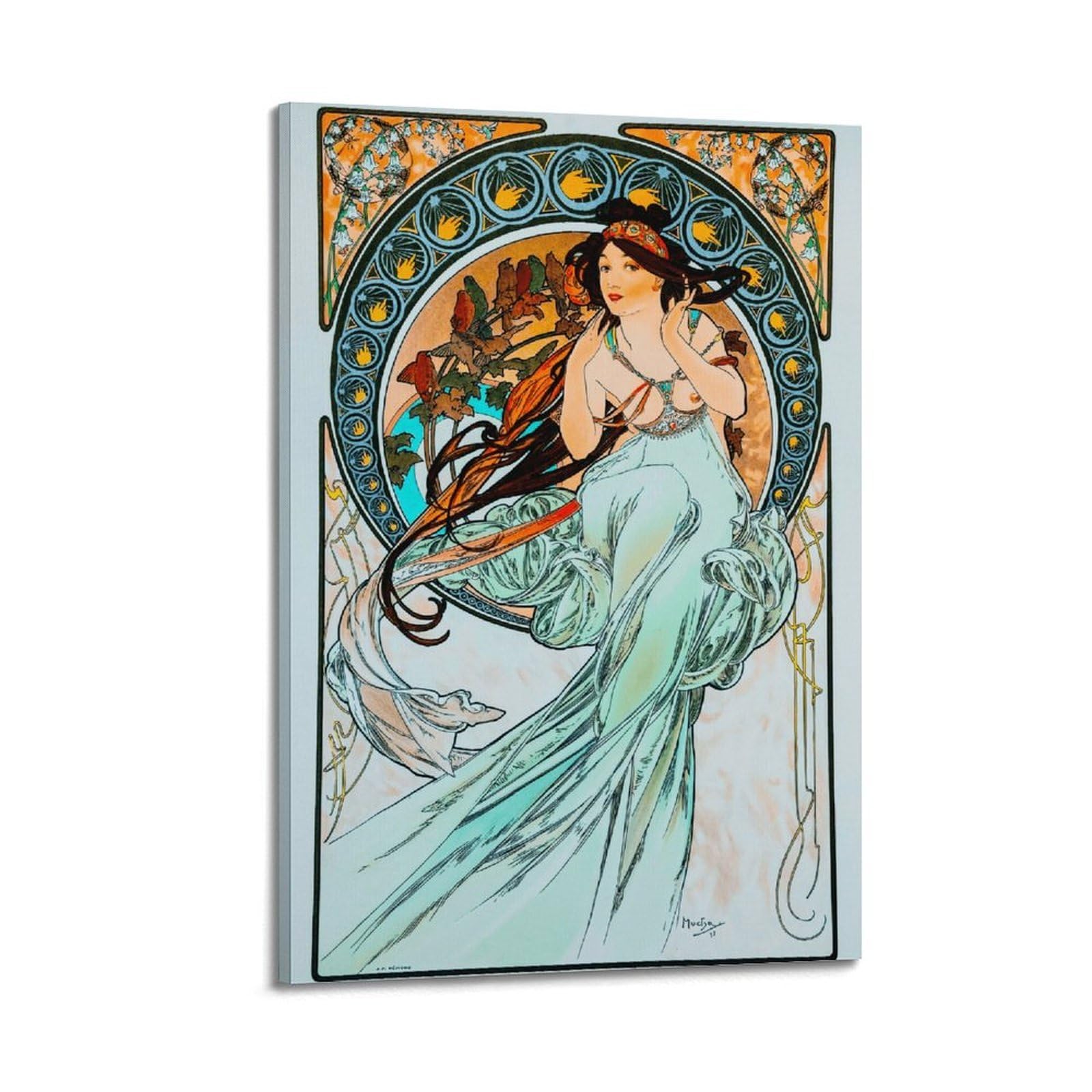 SJWINER Poetry by Alphonse Mucha Art Poster Aesthetic Design Painting for Living Room Bed Room 12x18inch(30x45cm) Frame-style