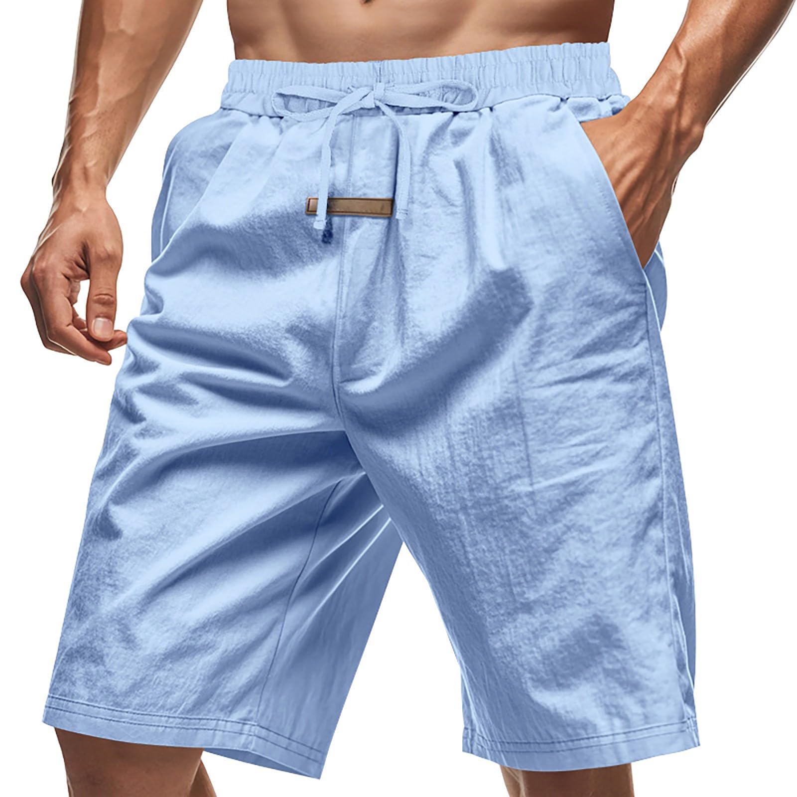 Pantaloncini In Cotone E Lino Per Donna E Uomo – Corti Larghi Con Coulisse E Tasche, Vestibilità Elastica, Per Estate E Spiaggia