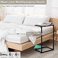 Vista 6 de melos Mesa auxiliar en forma de C, mesas C para sofá, mesa auxiliar de aperitivos para sofá, mesas de sofá que se deslizan por debajo, mesa pequeña