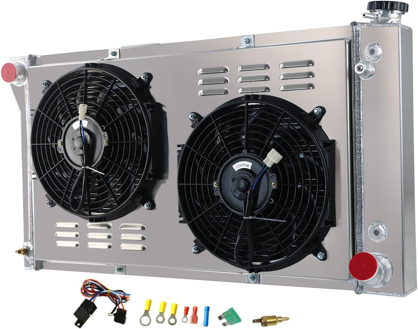 Aluminum Radiator Compatible with 1967-1972 Chevrolet C10 C20 C30 K10 K20 K30 Suburban Pickup G/P 10 20 30 Blazer GMC C/K/G 1500 2500 3500 15 25 35 Van Jimmy 3 Row Shroud Fan Radiators