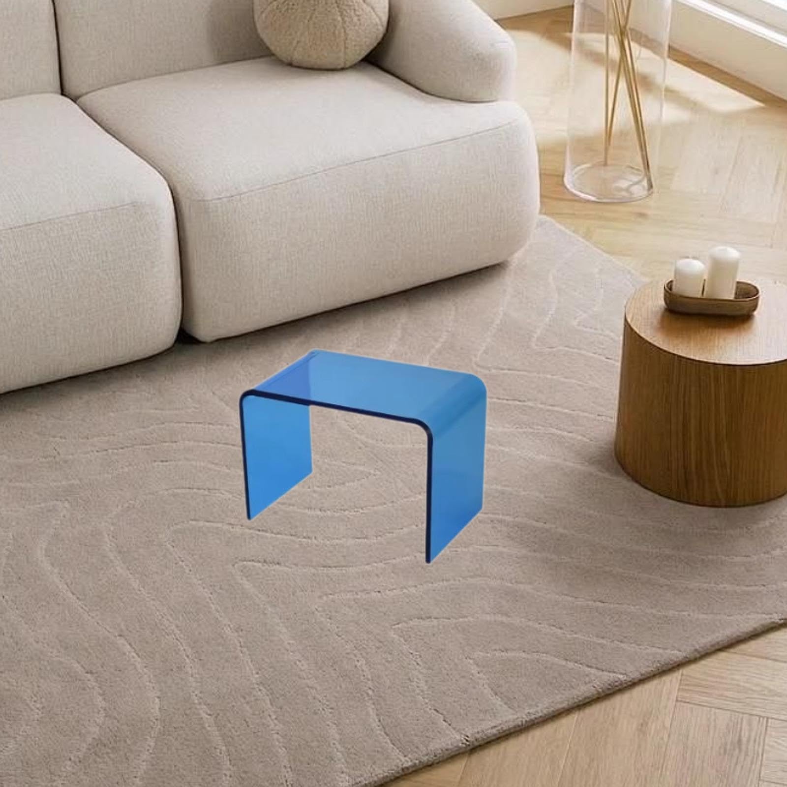 Acryl Trittschemel für Den Haushalt, Kompakter Fußhocker für Bad Und Küche, Blau