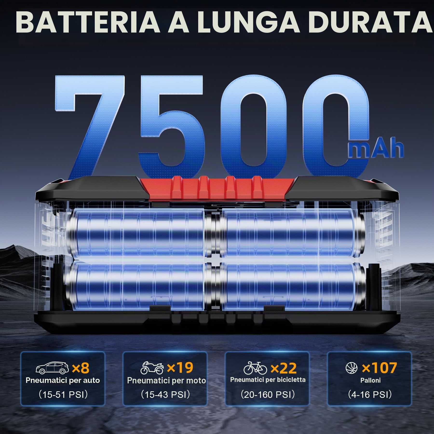 GOOLOO A6 Gear Compressore d'aria Portatile,160 PSI(11 Bar), con Manometro Digitale e Luce LED, Pompa Elettrica Intelligente per Pneumatici con Spegnimento Automatico per Pickup, Motore, Bici