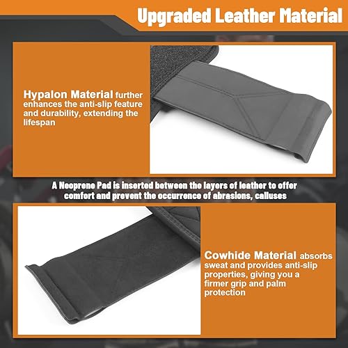 Miniatura 3 de Correas de muñeca para levantamiento de pesas, correas de elevación de cuero de doble capa para peso muerto y levantamiento de pesas con soporte de