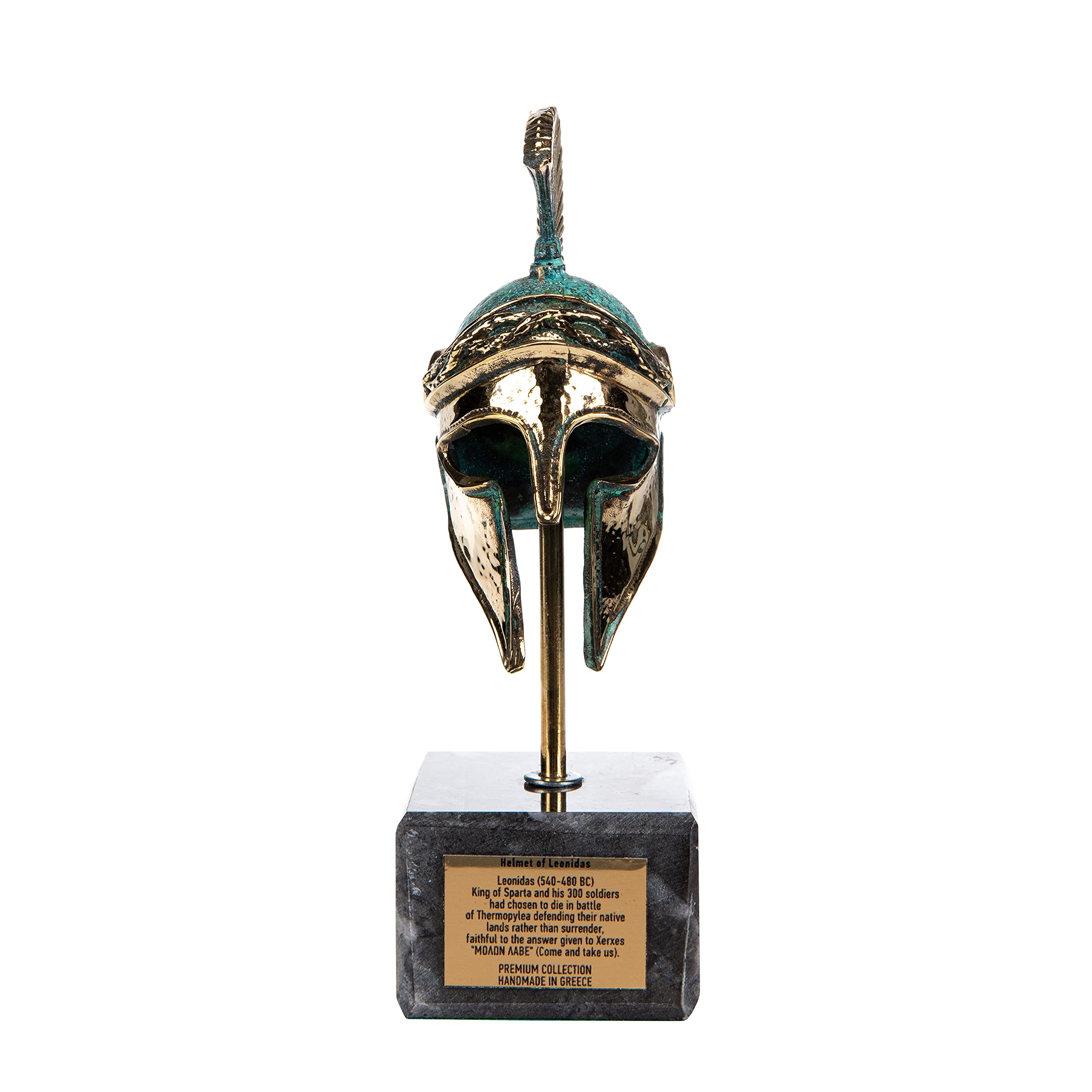 Leonidas King of Sparta hełm starożytna grecka replika muzeum z litego brązu z podstawą 14 cm