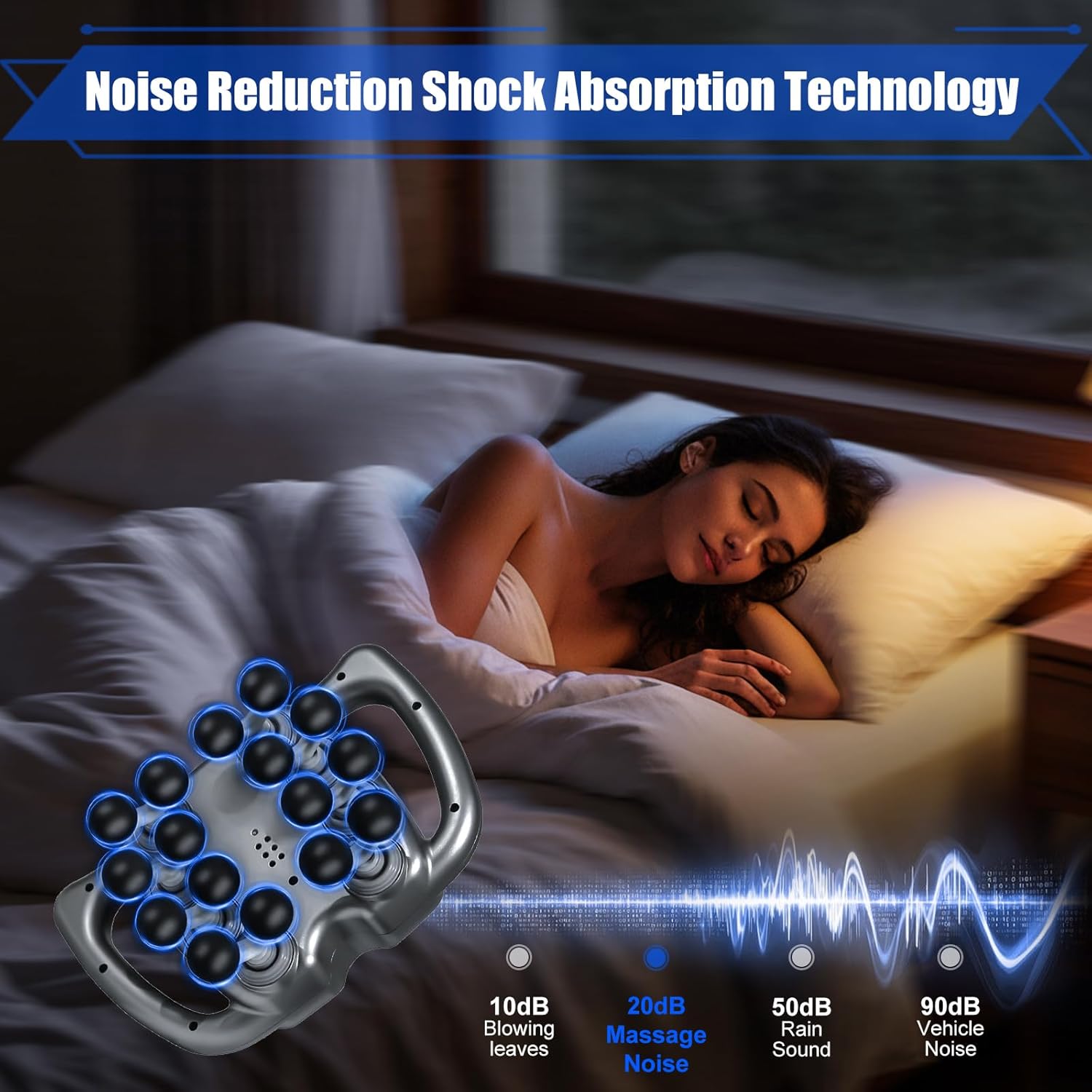 Massage Gun Deep Tissue, 16 Head Percussion Massager with 9 Modes & 99 Speeds, 22800 RPM Quad Motor Muscle Massager for Back Neck Shoulder Legs, Quiet Type-C Rechargeable, Gift for Men Women - Image 3