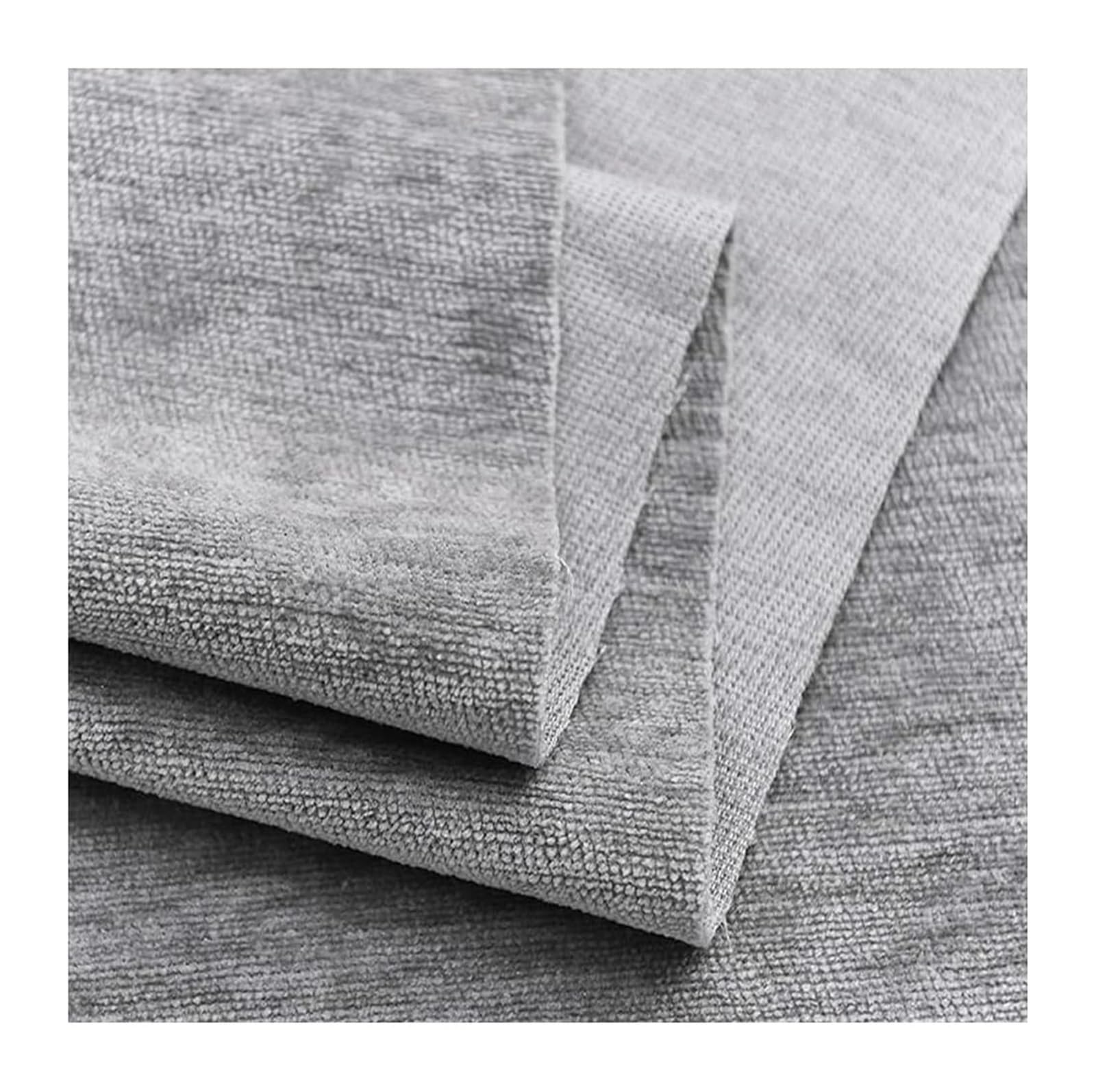 Tela de chenilla gris claro para decoración y tapicería de terciopelo arrugado de 1,50x4m