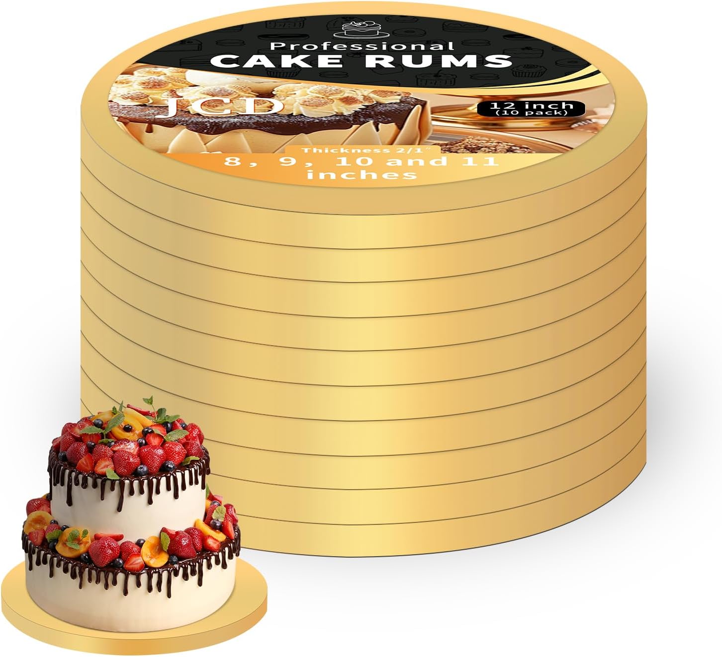 10pcs 16inch Food Grade Cake Rounds,1/2" Thick Cake Base Sturdy Multiple Layers of Corrugated Cardboard for Heavy or Multi Layer Cakes, Pastry, Display (16inch/10pcs)