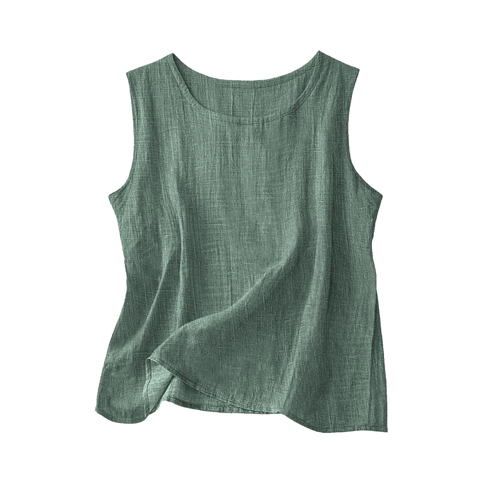 Linen Shirts for Women Linen Crewneck Tank Tops 2026 Spring Summer Beach Sleeveless Tops 2026 Fashion Vacation Shirts — view 21