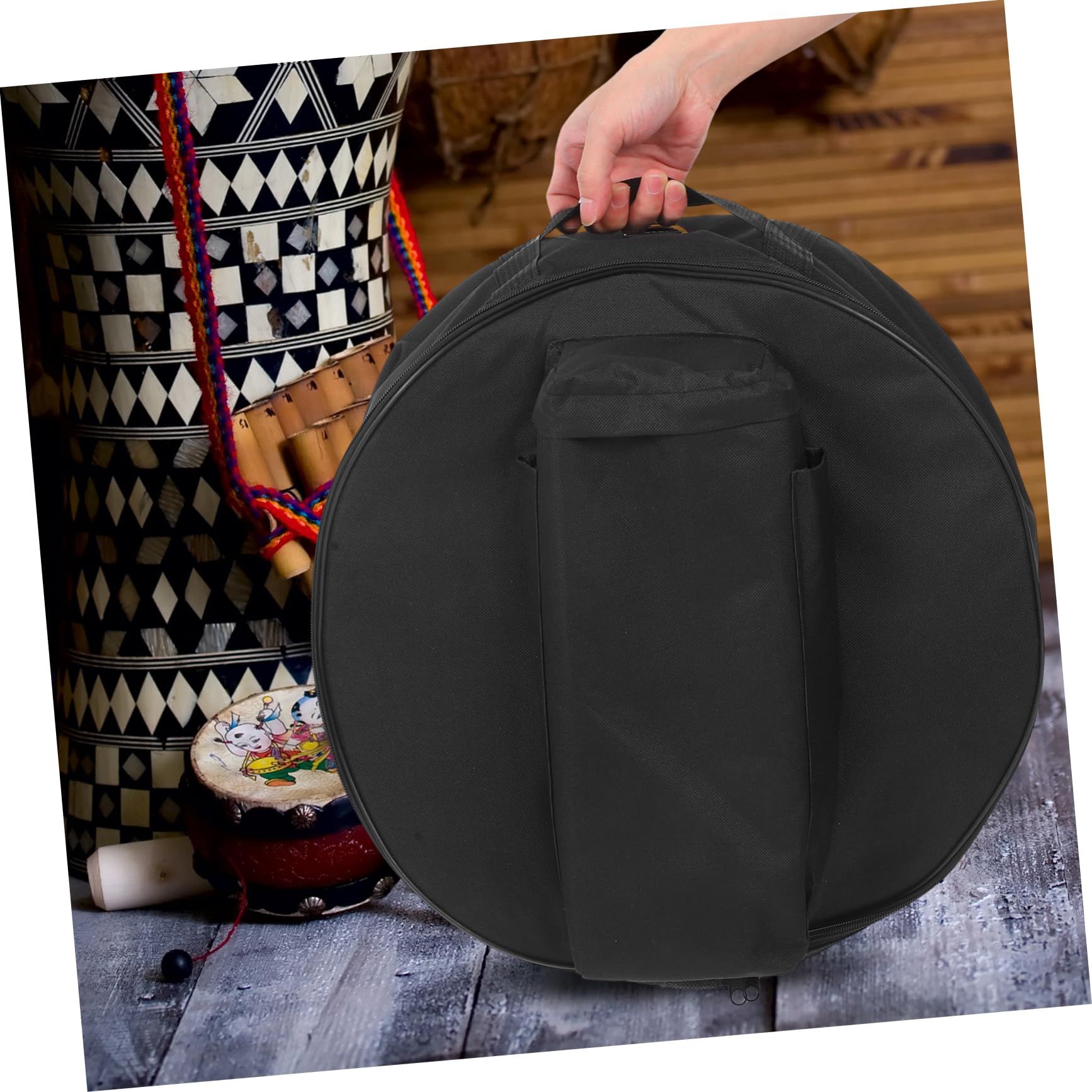 Bolsa para Caja Portátil de Gran Capacidad en Tela Oxford Negra | Transporte a Mano Hombro, para Caja Pequeña, Accesorios de Percusión, Uso en Banda