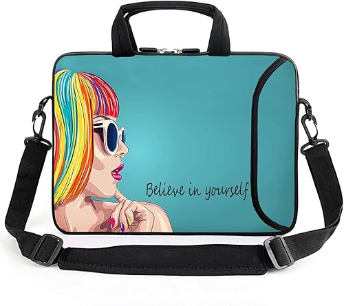 Miniatura 7 de AMARY 15.4" 15.6" laptop sleeve adjustable shoulder strap with handle accessory pocket for men women (Mountains Galaxy)