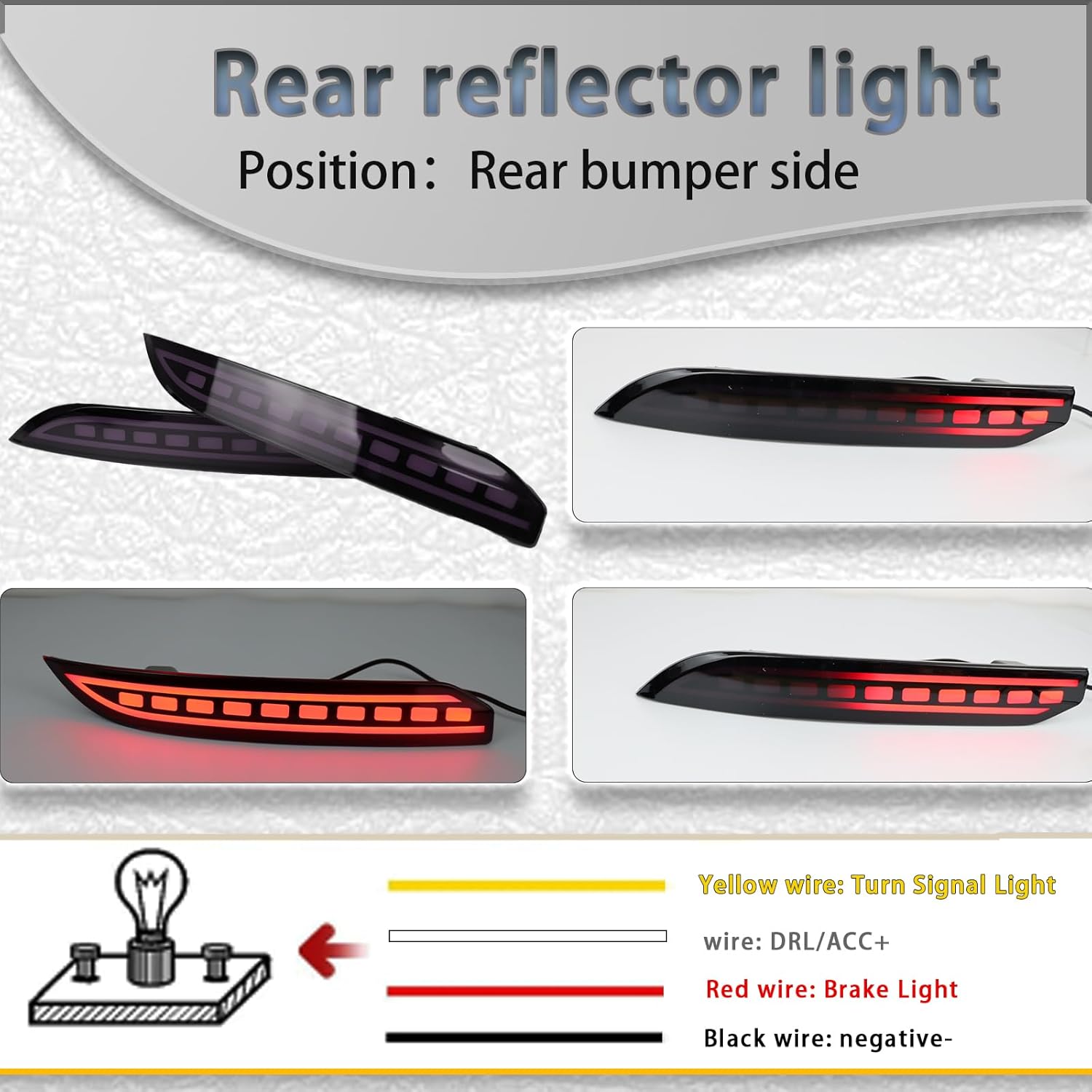Red LED Rear Bumper Reflectors Fog Brake Tail Light Lamps Compatible with Jeep Grand Cherokee 2022 2023 2024 2025 Reflector Light Turn Signal Kits (SMOKED)