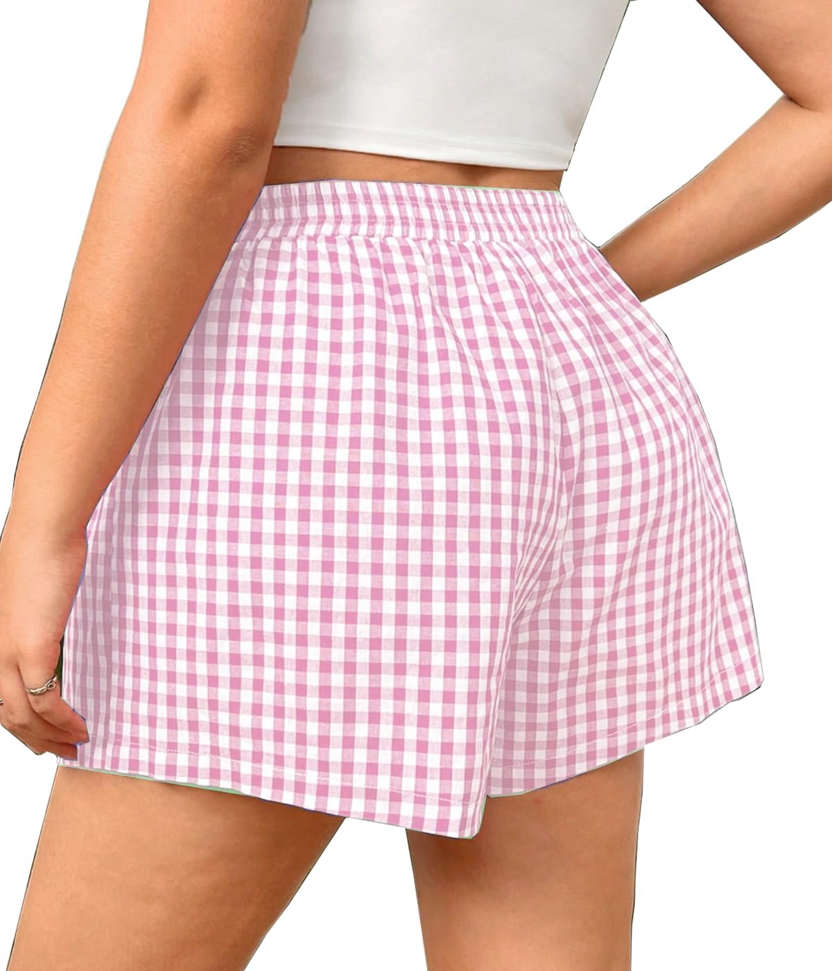 Cotton Gingham Boxer Shorts for Women Casual Summer Pajama Lounge Sleep Cute Y2K Plaid Shorts Beach Bottoms - Image 2